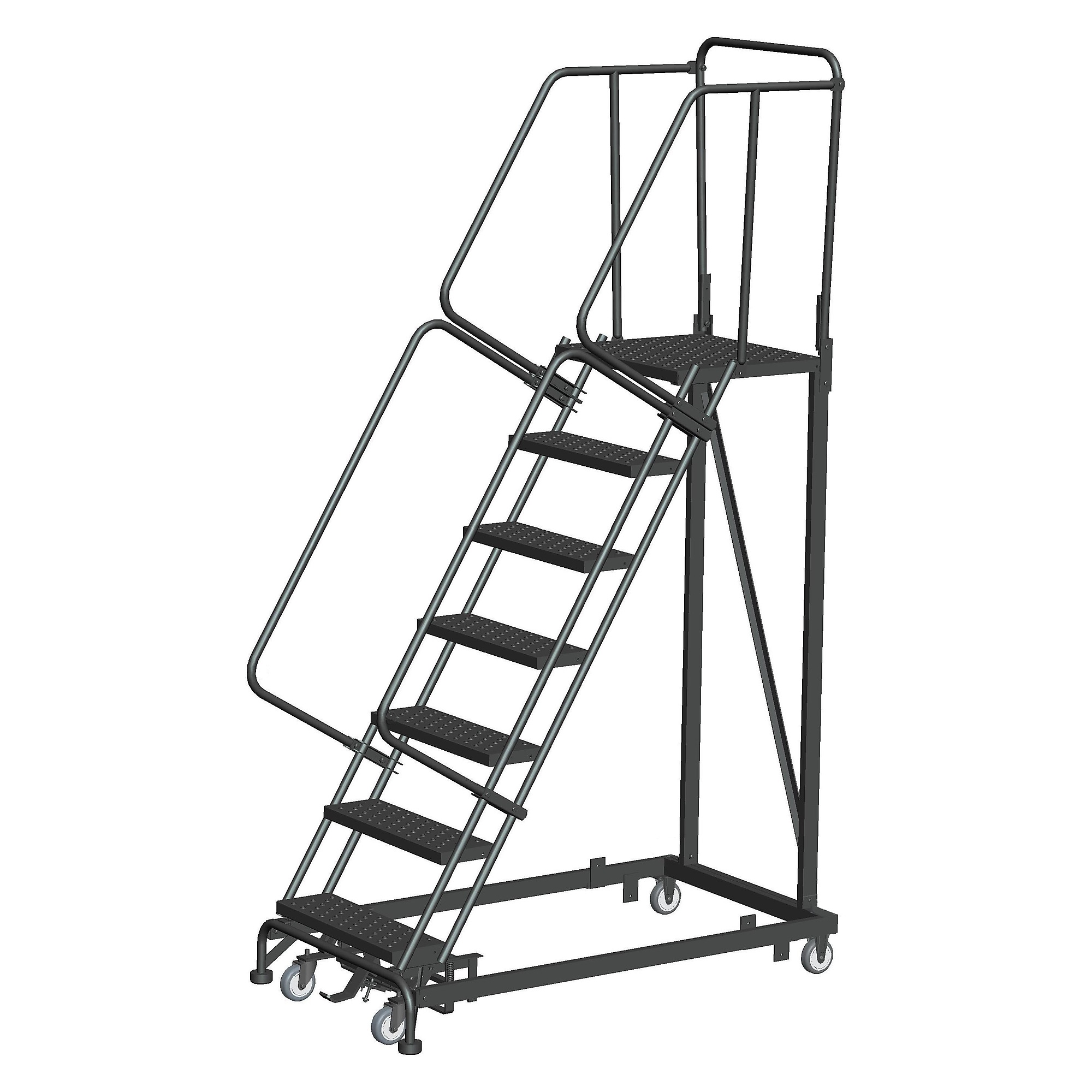Ballymore, Heavy Duty Stairway Slope -24in.W, 28in.DTS-P Tread, Overall Height 103 in, Steps 7, Material Carbon Steel, Model# HDS-7-28-P